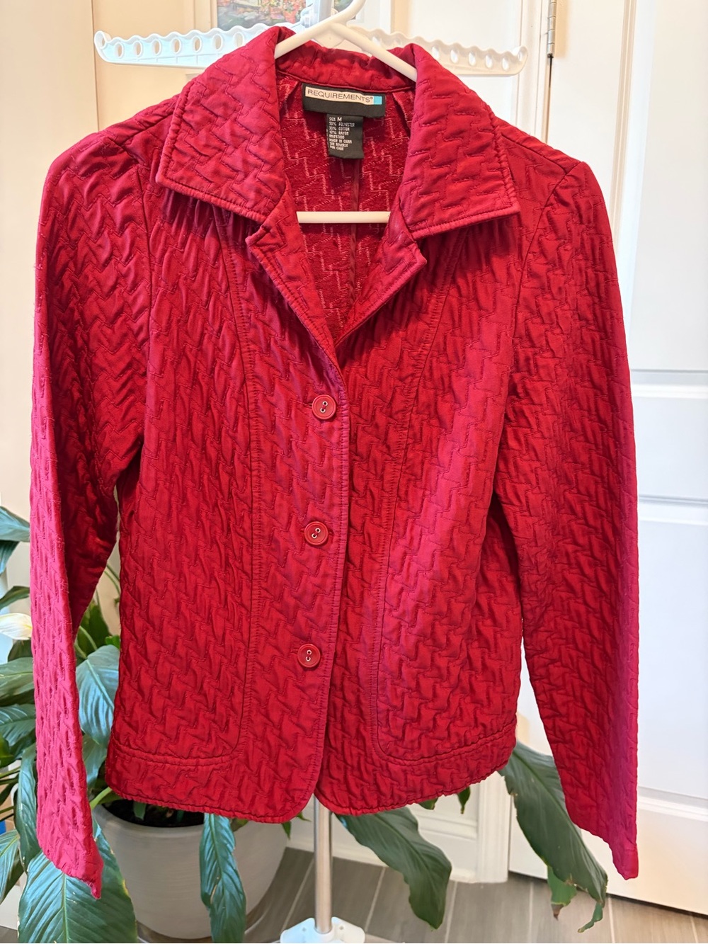 Requirements Red Quilted Button-Front Blazer